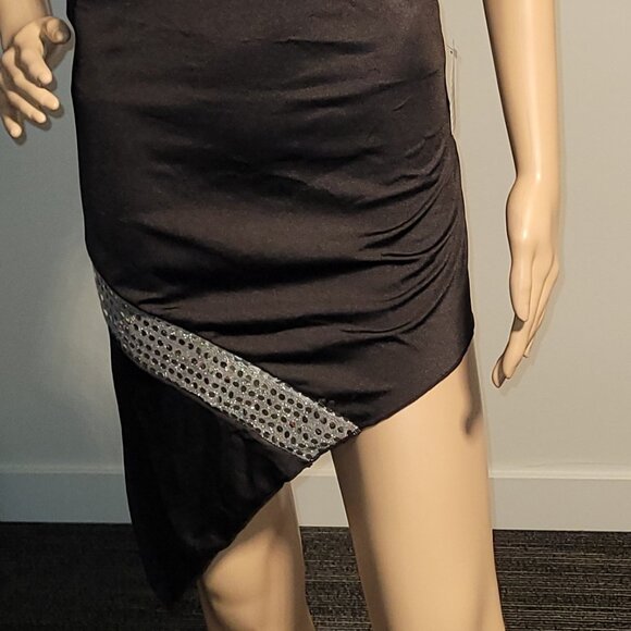 Sexy Women Black/Silver Stretch Mini Club Party Cocktail Dress Small SL2036 - Picture 2 of 5